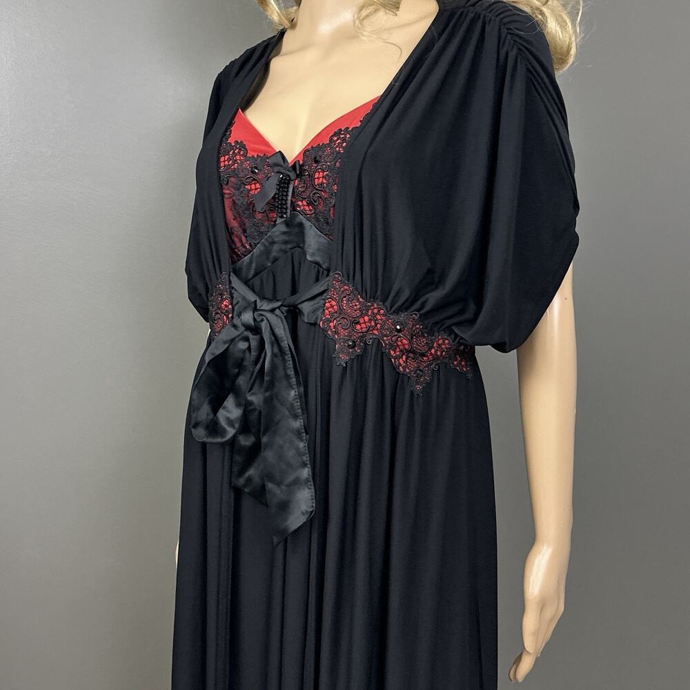 Soma Eloquence Set Maxi Nightgown Chemise Kimono Robe Black Red Lace Medium - Picture 5 of 13